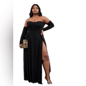 SHEIN Slayr Curve Sexy Long Black Evening Dress 0XL NEW NWT